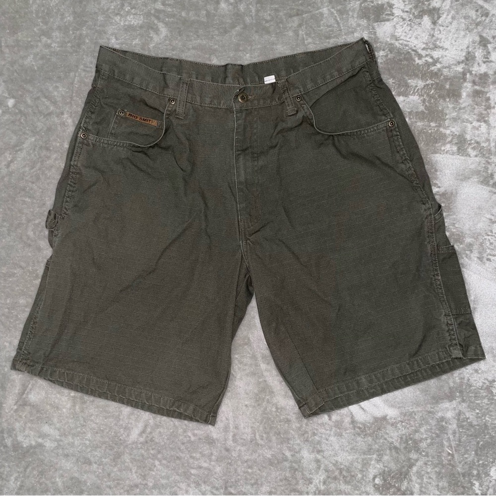 Big Smith Men's Olive Green Cargo Shorts Size 36 Durable Rugged Outdoor Work
